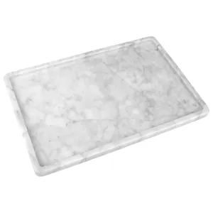 Decorative Natural Stone White Grey Marble Tray Home Hotel Decor Rectangle Travertine Stone Jewelry Tray