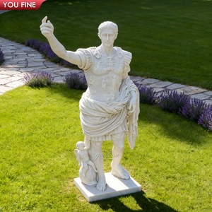 YOUFINE, escultura clásica blanca de tamaño real de cuerpo completo de mármol César, estatua de <span class=keywords><strong>emperador</strong></span> <span class=keywords><strong>romano</strong></span> antiguo para decoración de césped al aire libre - Product Image 2