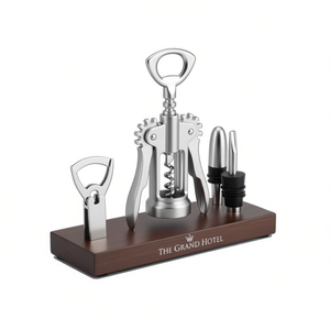 Juego de abridor de vino metálico The Grand Hotel con sacacorchos y tapón de botella, resistente, origen estadounidense, para uso en bares. - Product Image 3