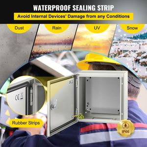 4X Steel <b>Electrical</b> <b>Box</b> 12x12x6 Inch Ip66 <b>Waterproof</b> Outdoor Indoor Enclosure Distribution Powder Coated D0100HAMHIW NEMA 4X Ste - Product Image 4