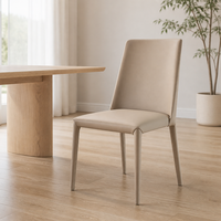 Chaise de salle à manger rembourrée moderne pour restaurant, hôtel, café, salle à manger, chaise d'appoint sans accoudoirs avec pieds coniques fins, beige