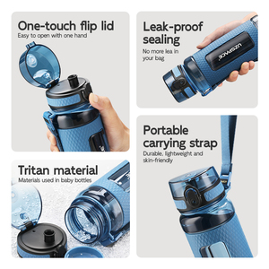 Bouteilles d'eau en Tritan sans BPA avec sangle, style tendance 2026, pour le sport et le fitness, esthétiques, de la marque UZSPACE - Product Image 3
