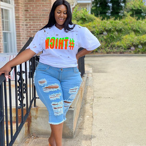 <span class=keywords><strong>Jeans</strong></span> <span class=keywords><strong>Strappati</strong></span> Sexy da <span class=keywords><strong>Donna</strong></span>, Pantaloni in Denim a Vita Media, <span class=keywords><strong>Jeans</strong></span> Elasticizzati Stile Boyfriend, Jeggings <span class=keywords><strong>Strappati</strong></span>, <span class=keywords><strong>Jeans</strong></span> Larghi Taglie Forti - Product Image 2