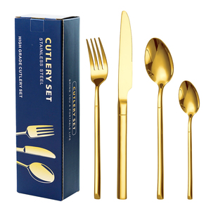 Lfs Gemei New Arrival thép không gỉ thiết lập dao kéo Tây bít tết dao nĩa và muỗng 4-Piece 18/10 Flatware Set - Product Image 1