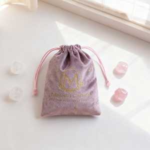 Petite pochette en velours de luxe avec logo personnalisé imprimé, pour colliers, boucles d'oreilles, bagues, sac anti-poussière à cordon - Product Image 1