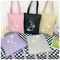 Sac de shopping en lin grande capacité très populaire avec fermeture éclair, sac à main robuste et durable avec décoration lettre, vente en gros en stock