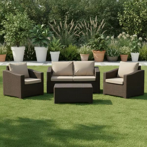 Conjunto de Sofás Seccionales de Ratán Curvos y Redondos, Ergonómicos y de Lujo, con Cojines Removibles Resistentes a la Intemperie para Jardín, Villa o Terraza - Product Image 5