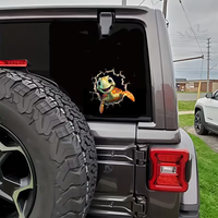 Autocollant de voiture 3D tortue adorable personnalisé, auto-adhésif et étanche – Design dessin animé en PVC pour véhicules, motos, vitres et peinture