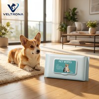 VELTRONA 80 STUKS Zachte fruitgeurende wegwerp vochtige doekjes voor katten met diepe reiniging, zonder afspoelen, huishoudelijke dierenbenodigdheden