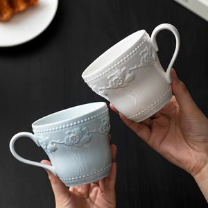 New Product Strawberry Embossed Ceramic Mug Vintage Coffee Cup Elegant Tea Mug - Product Image 5