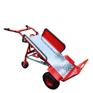 Chariot à main à quatre roues en acier rouge TAYO INDUSTRIES, plateforme robuste, chariot industriel, surface revêtue de poudre - Product Image 1