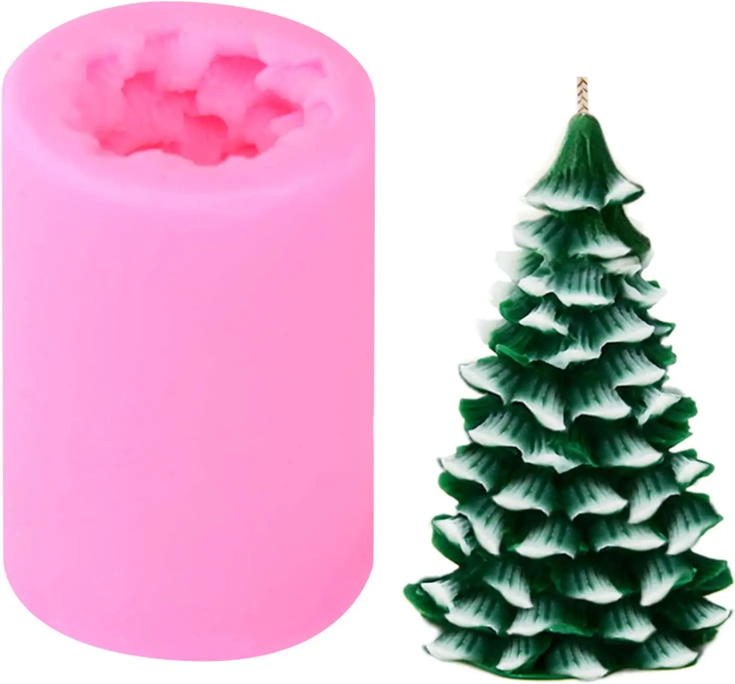 3D albero di natale candela stampo per la produzione di candele albero di pino di natale stampi per sapone in Silicone bomba da bagno fai da te cioccolato Jello pastello cera