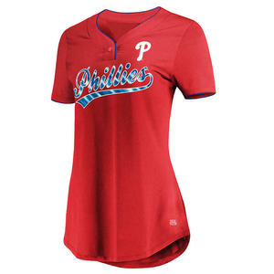 Camiseta de béisbol con cuello en V para mujer, remera de béisbol roja para niña, camiseta ajustada y elegante con estampado personalizado y diseños - Product Image 2