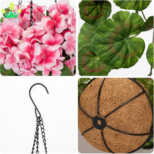Cesta Colgante Artificial <span class=keywords><strong>Geranios</strong></span> Rosas Flores <span class=keywords><strong>Colgantes</strong></span> Seda Verdor Cestas <span class=keywords><strong>Colgantes</strong></span> para Patio Balcón Hogar Porche Decoración de Jardín - Product Image 6