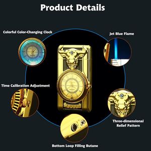 Creative Metal Windproof Inflatable Jet Flame Torch Lighter with Built-in Lights-Portable Eco-Friendly Holiday Gift - Product Image 4