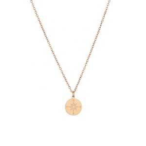 Vintage Customized <strong>Compass</strong> Circle Pendant Necklace for Women Trendy Stainless Steel Jewelry with Gold Plating Link <strong>Chain</strong> - Product Image 3
