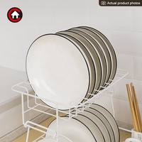 Support de séchage de vaisselle détachable à 2 niveaux avec égouttoir support d'ustensiles support de planche à découper support de rangement d'accessoires de cuisine