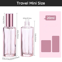 Flacon de parfum rectangulaire en verre rose, mini 5ml 10ml 15ml 20ml 30ml, flacons vaporisateurs de parfum vides en cristal pour huiles essentielles