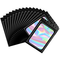 Sachets d'emballage en plastique transparents personnalisés refermables avec fenêtre, en Mylar holographique violet, petites pochettes en aluminium pour brillant à lèvres, bijoux, cils