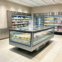 Congélateur îlot transparent sur mesure grande capacité avec éclairage LED interne pour magasin de snacks surgelés