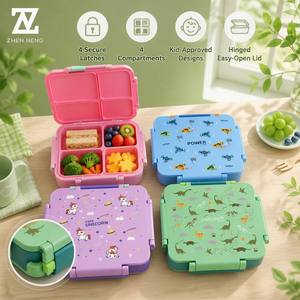 Lonchera Infantil Zhenneng con Diseño de Dibujos Animados, 1800 ml, con Recipiente para Salsas y Bandeja de Drenaje, PP de Grado Alimenticio, Hermética, a Prueba de Fugas, Libre de BPA - Product Image 2