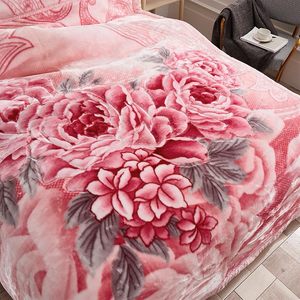 Couverture Raschel Lanchein 100% polyester, double couche, épaisse, chaude pour l'hiver, motif floral imprimé, douce, pour <span class=keywords><strong>dormir</strong></span>, utilisable en toutes saisons - Product Image 2