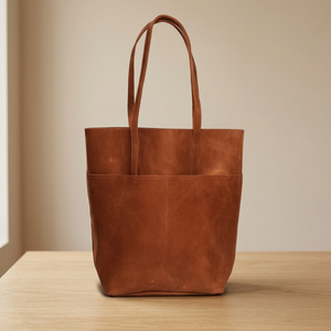 Sac à main double pour femme BS INTERNATIONAL, en cuir véritable, grande capacité, fermeture éclair, léger, durable, imperméable - Product Image 3