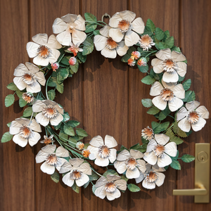 Corona Floral Rústica Hecha a Mano, Redonda, Decorativa, de Metal, sin Luces, en Paquete Individual, Estilo Artesanal - Product Image 5