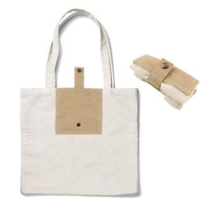Sac fourre-tout pliable en toile de coton recyclé durable avec poignées, motif personnalisé, bandoulière, pour supermarché et usage quotidien - Product Image 1