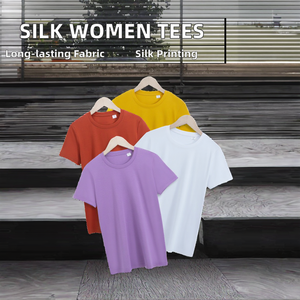 Camisetas de Mujer de Algodón de Fibra Larga de Alta Calidad con Impresión de Logotipo Personalizado, Camisetas Casuales de Algodón 100% para Verano - Product Image 3