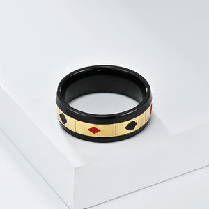 Playing Card <b>Ring</b> Black Gold Heart Club Design Titanium Steel Unisex Fashion <b>Ring</b> Gift Jewelry Index Finger Band K R874 - Product Image 4