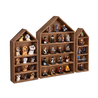 Étagère en bois en forme de maison à plusieurs compartiments, boîte de rangement et présentoir pour figurines miniatures