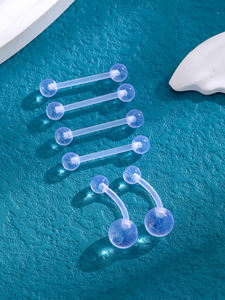 सेट 6 पारदर्शी 14 गेज uv एक्रिलिक पेट बटन रिंग बिबिफ्लेक्स जीभ बारबेल रिंग बॉडी भेदी रिंग बॉडी भेदी अंगूठी - Product Image 2