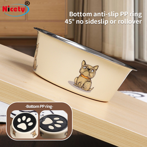 Mangkuk logam gaya Modern alat makan anjing antiselip portabel warna-warni dengan bagian bawah silikon untuk menyajikan makanan hewan dan kucing - Product Image 4