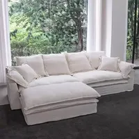 Sofa New Design Big Cloud Living Room Furniture Cushion Feather Filler White L Shape Modular Sofa