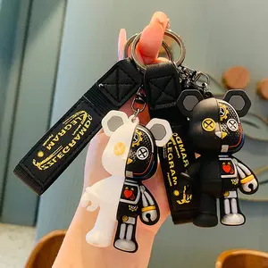 2024 PVC Mechanical Little Bear Pendant Keychain 3D Cute Cartoon Animation Comic Keychain Souvenir Gifts Fashion