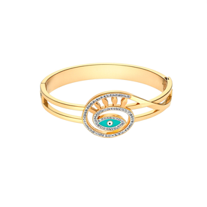 Bracelet en acier inoxydable 316L plaqué or PVD avec œil porte-bonheur en cristal, bijoux durables et résistants pour femmes - Product Image 2