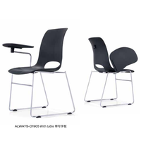 Chaise de bibliothèque en plastique avec tablette intégrée, design unique, respirante et idéale pour la formation