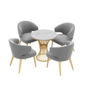 Một bàn và bốn ghế để thư giãn trong một quán cà phê hiện đại theo phong cách Bắc Âu, một bàn tròn nhỏ bằng đá cẩm thạch cho quán trà sữ<span class=keywords><strong>a</strong></span>, một bàn bán hàng - Product Image 6