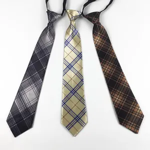 Gravata xadrez prata formal moderna, gravata xadrez com alça de pescoço elástico