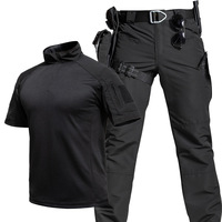 Ensemble T-shirt et pantalon camouflage imperméable pour homme, manches courtes, coton, style américain, équipement d'entraînement en plein air, vêtements tactiques