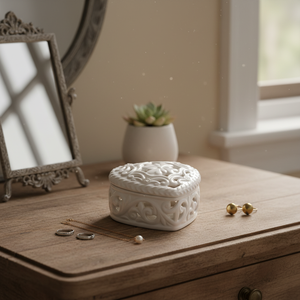 Caja de Almacenamiento Decorativa de Porcelana en Forma de Corazón 77x70 H43 para Joyas y Recuerdos - Product Image 3