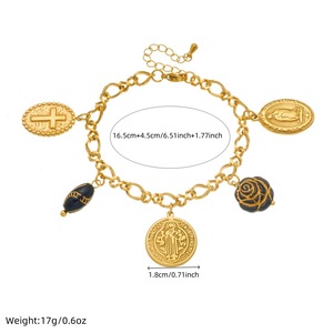 European American Style Gold Black Charm Necklace <b>Bracelet</b> <b>Set</b> Women's Everyday Wear Cross Camellia Pattern Fine Jewelry - Product Image 4