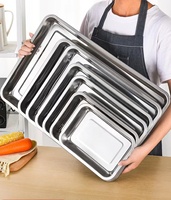 Plateau cafétéria rectangulaire en acier inoxydable, ustensile de cuisine, plateau de cuisson