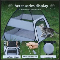 Cage pour chat imperméable d'extérieur, tente portable pliable avec maille respirante pour petits lapins, tortues et chiots, toutes saisons