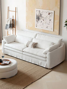 Sofá Modular de Tela de Lino Crema Moderno, Sofá Combinado Tipo Nube de Tofu, Sillón, Sofá de <span class=keywords><strong>2</strong></span> Plazas, Sala de Estar de Apartamento - Product Image 4