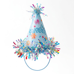 Chapeaux coniques de fête d'anniversaire DAMAI 3D à pompons, logo personnalisé OEM disponible, coiffes de fête pointues en papier pour adultes et enfants - Product Image 2