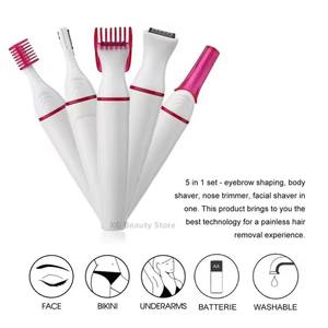 Épilateur électrique multifonction 5 en 1, ABS rechargeable, lames en acier inoxydable pour femmes, rasoir pour l'épilation, rasoir pour les sourcils, les aisselles - Product Image 4