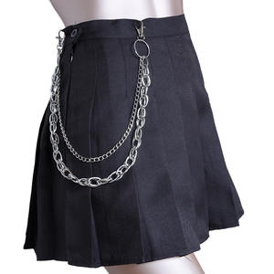 Cadena de cintura con anillo de metal, estilo hip hop punk, cadena corporal informal de moda, aleación de zinc, color blanco K795 - Product Image 1