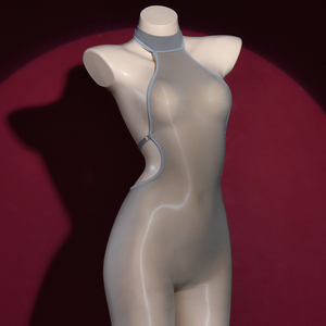 Viviblook Z406JP Mono de fiesta para mujer, sexy, transparente, sin espalda, con efecto brillante y medias, ideal para discoteca - Product Image 3